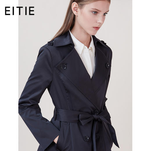 EITIE爱特爱品牌女装冬季新款气质修身方领纯色风衣女中长款5804503 商品图1