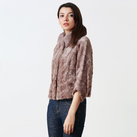 EITIE爱特爱品质女装秋款时尚优雅方领保暖水貂毛皮草外套女5693307 商品图3