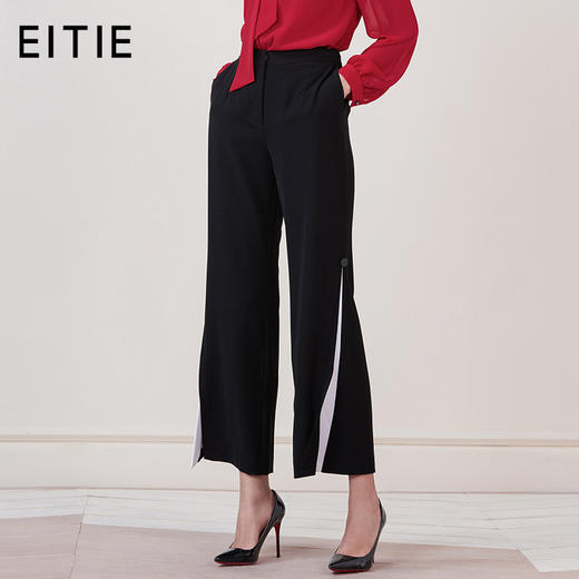 EITIE爱特爱女装冬季时尚黑白拼色阔腿裤百搭休闲裤5805504 商品图0