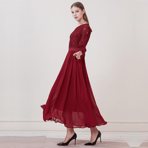 EITIE爱特爱品牌女装时尚镂空钩花低腰优雅礼服女中长款5877515 商品图2