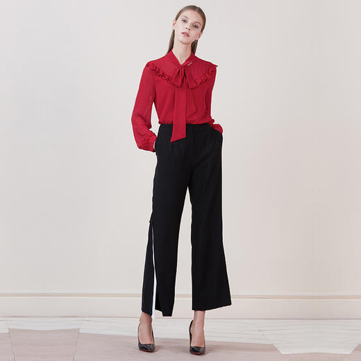 EITIE爱特爱女装冬季时尚黑白拼色阔腿裤百搭休闲裤5805504 商品图1