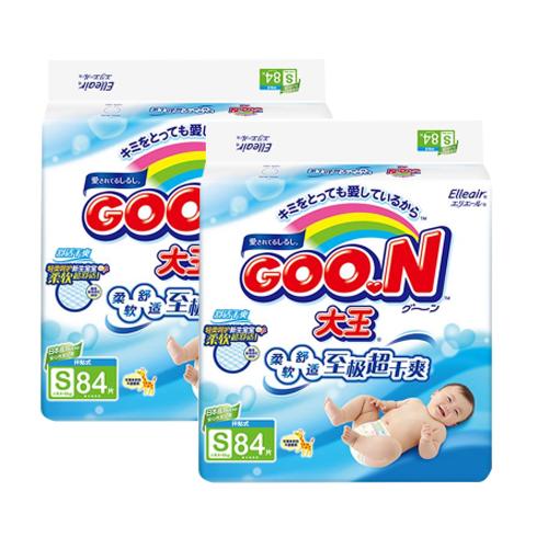 【两包装包邮】保税区直发 日本大王GOO.N纸尿裤 S84片 男女宝通用（4-8kg） 商品图0