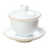 定窑陶瓷三才盖碗茶杯 描金边亚光白瓷手工家用泡茶功夫茶具 商品缩略图4