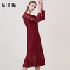 EITIE爱特爱品牌女装新款修身显瘦V领中腰蕾丝连衣裙中长裙5807535 商品缩略图1