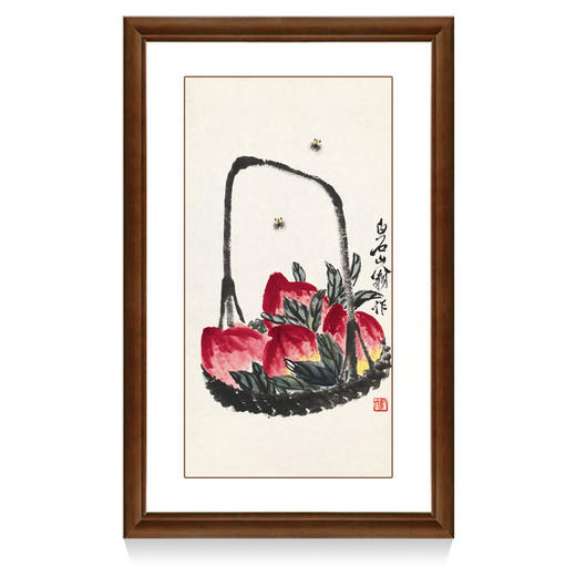 齐白石 《桃筐蜜蜂》