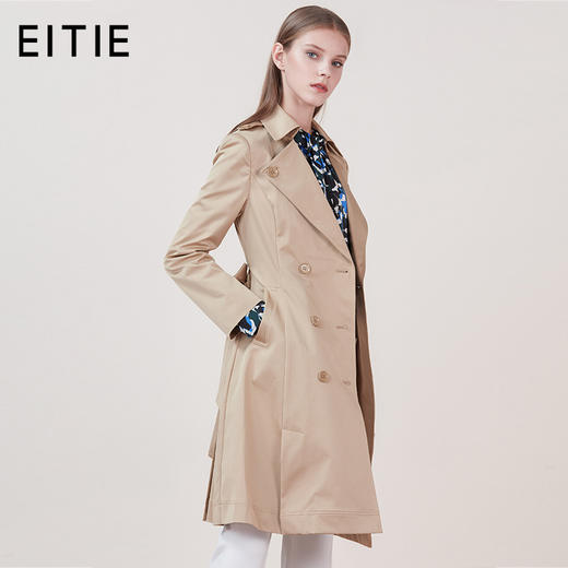 EITIE爱特爱品牌女装冬季新款气质修身方领纯色风衣女中长款5804503 商品图0
