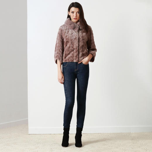 EITIE爱特爱品质女装秋款时尚优雅方领保暖水貂毛皮草外套女5693307 商品图2