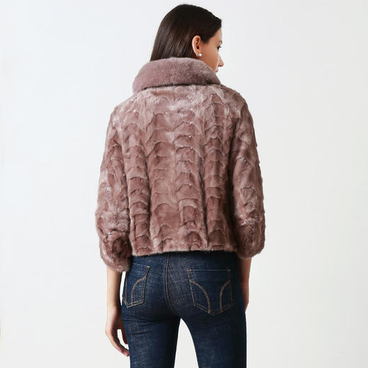 EITIE爱特爱品质女装秋款时尚优雅方领保暖水貂毛皮草外套女5693307 商品图4