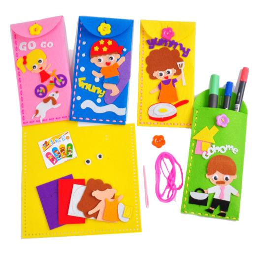 创意不织布手机袋 幼儿园儿童手工卡通布艺缝制手机袋材料 商品图2