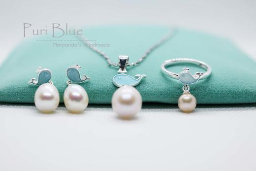 小蓝鲸系列套装珍珠饰品 吊坠项链耳环戒指 Puri Blue 商品图0
