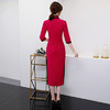 Q180222毛呢复古时尚改良中长款旗袍 商品缩略图1