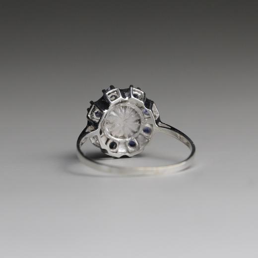 欧洲古董原装珍珠+蓝宝石白金戒指 商品图3