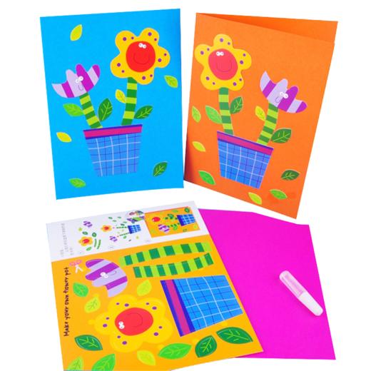 MEIKE 教师节手工diy制作花的贺卡 幼儿园益智粘贴生日卡片材料包 商品图0