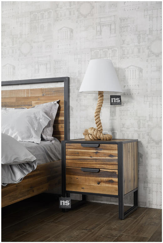 NS家居nsfurniture客厅进口铁艺实木复合床头柜NSSC-ELE B02 商品图5