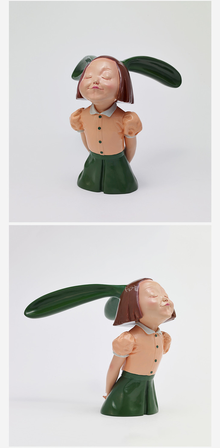 稀奇艺术摆件向京《我看到了幸福》-青橄榄 雕塑桌面可爱造型摆件