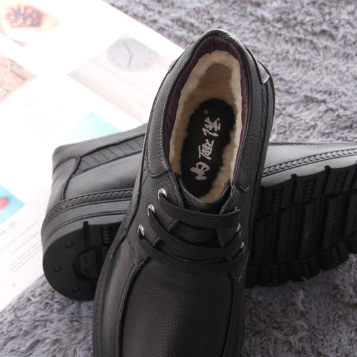 内联升男鞋秋冬休闲高腰男式羊毛系带棉鞋4781C 商品图2