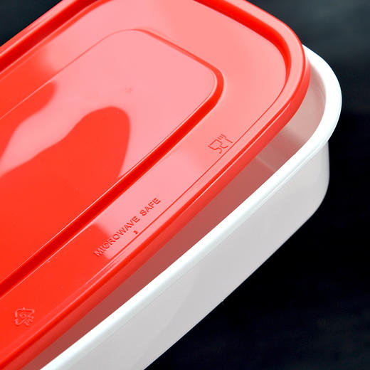 喇叭花圆形一次性餐盒白底红盖方盒塑料打包盒外卖快餐饭盒汤碗50套 商品图3