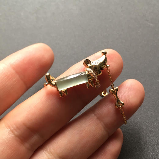 高冰种翡翠狗狗手链18k黄金钻石镶嵌 商品图7