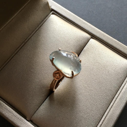 高冰到玻璃种翡翠金蟾戒指18k玫瑰金镶嵌 商品图1