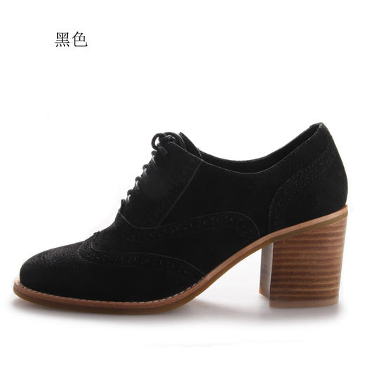 内联升女鞋春秋季英伦范女式复古系带宽跟短靴鞋4754C 商品图1