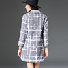 【服饰鞋包】秋冬外套女装欧美格纹西装领A字摆大衣 商品缩略图0