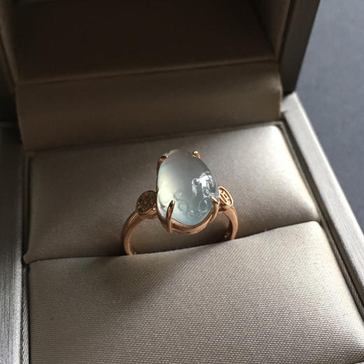 高冰到玻璃种翡翠金蟾戒指18k玫瑰金镶嵌 商品图4