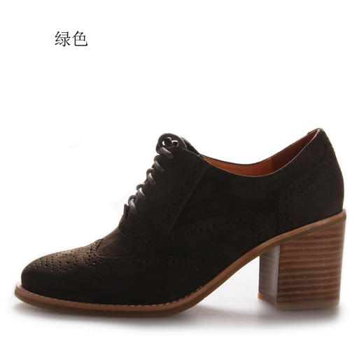 内联升女鞋春秋季英伦范女式复古系带宽跟短靴鞋4754C 商品图0