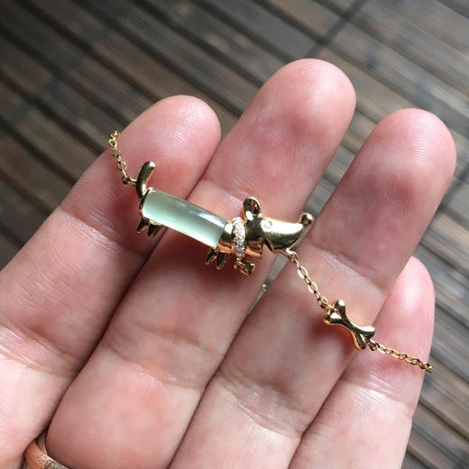 高冰种翡翠狗狗手链18k黄金钻石镶嵌 商品图0