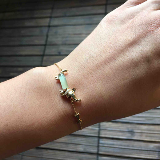 高冰种翡翠狗狗手链18k黄金钻石镶嵌 商品图10