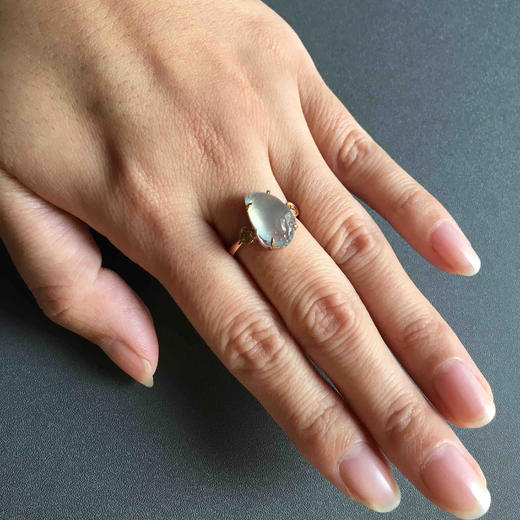 高冰到玻璃种翡翠金蟾戒指18k玫瑰金镶嵌 商品图8