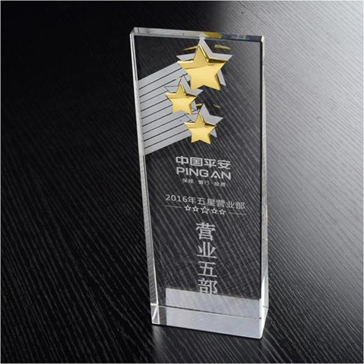 奖杯 水晶 三颗星水晶奖杯 定制 刻字定做创意纪念品制作颁奖比赛奖品 商品图0