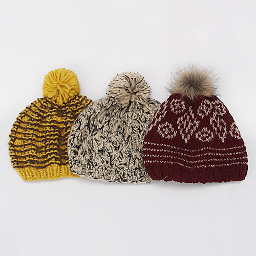 多色儿童拼色针织毛线帽秋冬保暖