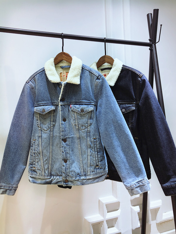 levis李维斯情侣款休闲加厚羊羔绒牛仔夹克棉衣