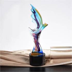 志在千里琉璃奖杯水晶定制年会表彰奖牌比赛奖品纪念品免费刻字定做