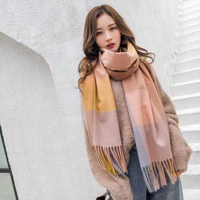 【围巾】大格子围巾韩版女秋冬季百搭仿羊绒披肩两用双面保暖围脖 商品图2