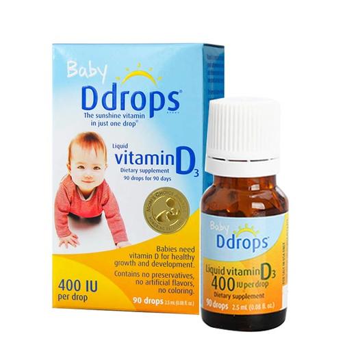 【宝宝D3】美国 Ddrops 婴儿维生素D3补钙 400IU滴剂 2.5ml 商品图2