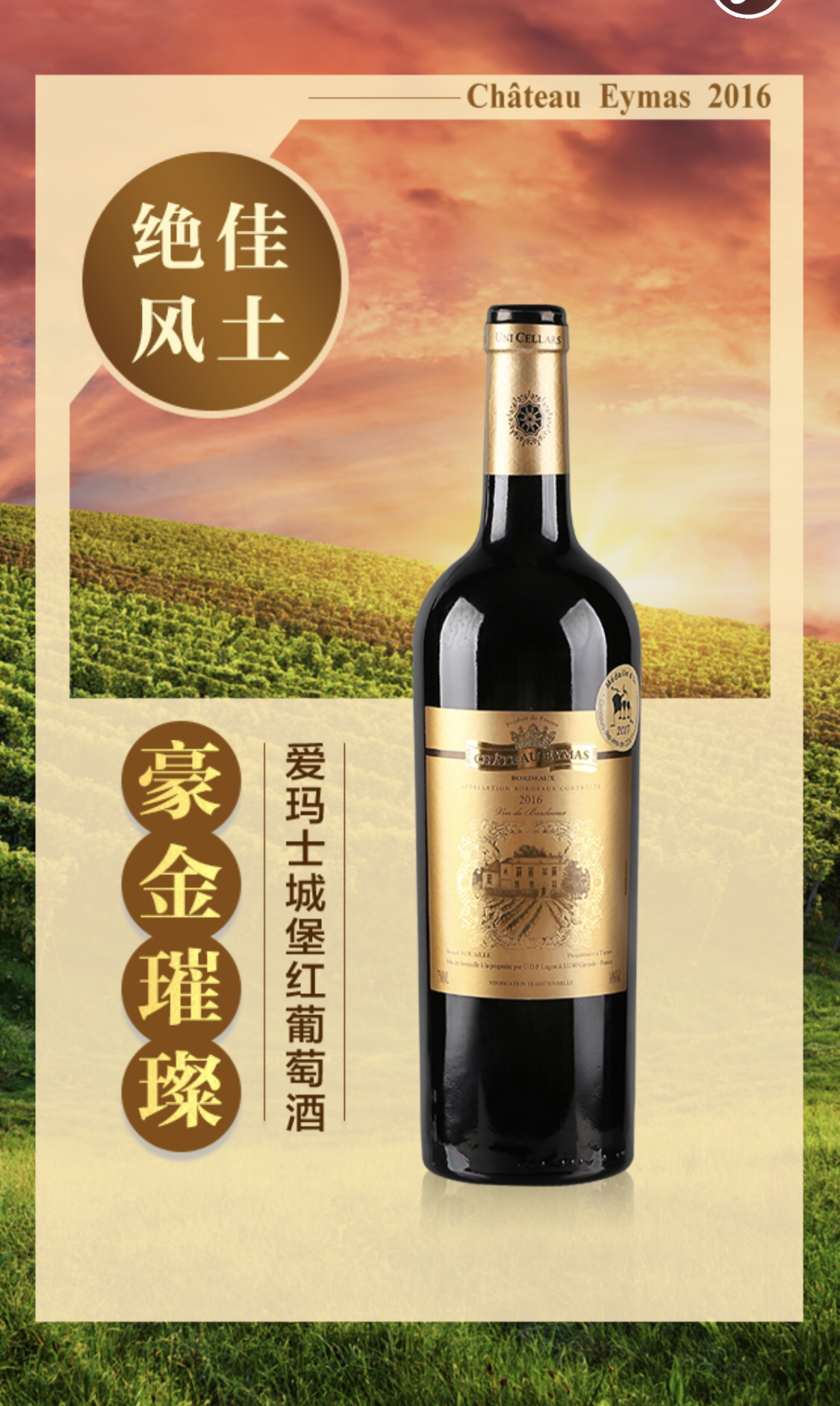 法国金奖爱玛士城堡红葡萄酒箱