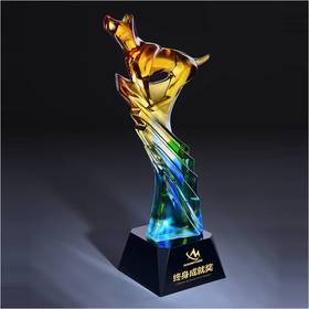 2018狗年奖杯琉璃奖杯水晶定制年会表彰奖牌比赛奖品纪念品免费刻字定做