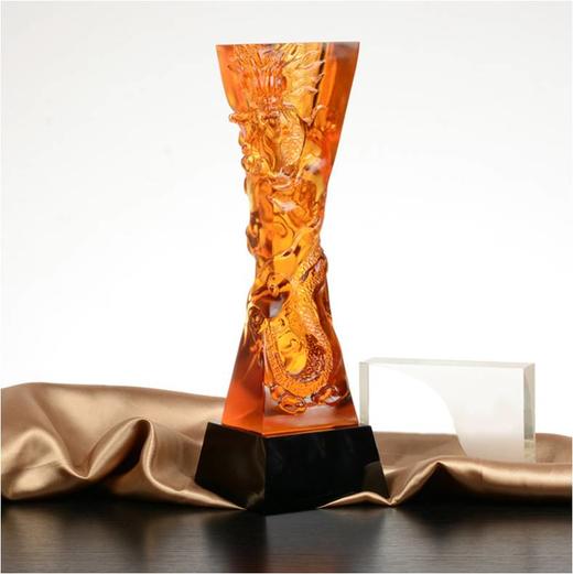 盘龙柱琉璃奖杯水晶定制年会表彰奖牌比赛奖品纪念品免费刻字定做 商品图0