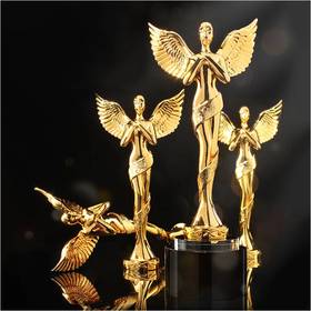展翅小金人定制定做高档优秀员工奖品创意金属奥斯卡小金人冠军奖杯刻字