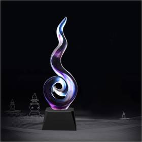 蒸蒸日上琉璃奖杯水晶定制年会表彰奖牌比赛奖品纪念品免费刻字定做