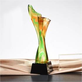 一路向上琉璃奖杯水晶定制年会表彰奖牌比赛奖品纪念品免费刻字定做