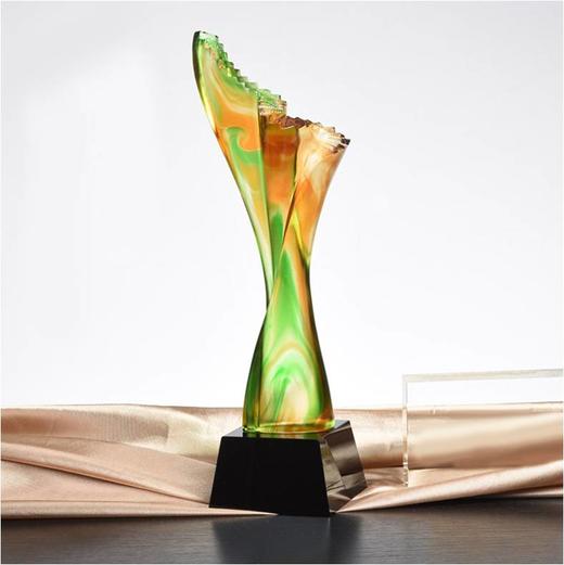 一路向上琉璃奖杯水晶定制年会表彰奖牌比赛奖品纪念品免费刻字定做 商品图0