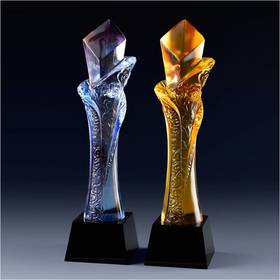 智勇双全琉璃奖杯水晶定制年会表彰奖牌比赛奖品纪念品免费刻字定做
