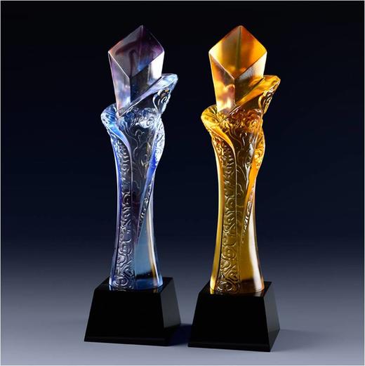 智勇双全琉璃奖杯水晶定制年会表彰奖牌比赛奖品纪念品免费刻字定做 商品图0