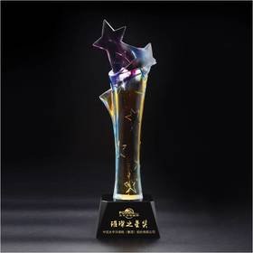 璀璨之星琉璃奖杯水晶定制年会表彰奖牌比赛奖品纪念品免费刻字定做