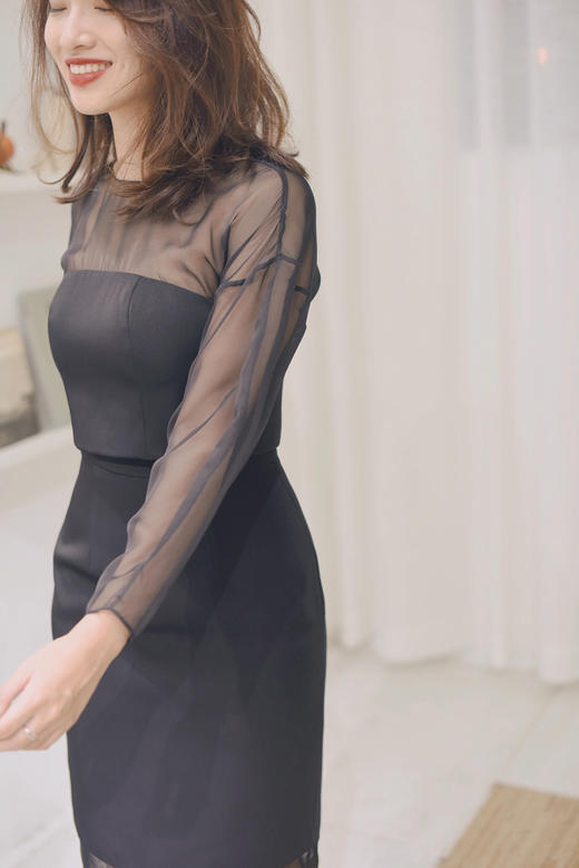 AtelierMissLu / Sharon 光泽黑欧根纱套裙 商品图2