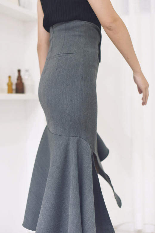 Atelier Miss Lu / Octavia-高级灰鱼尾开衩半裙 商品图5