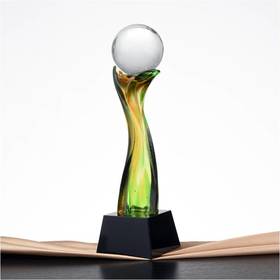 百年之业琉璃奖杯水晶定制年会表彰奖牌比赛奖品纪念品免费刻字定做