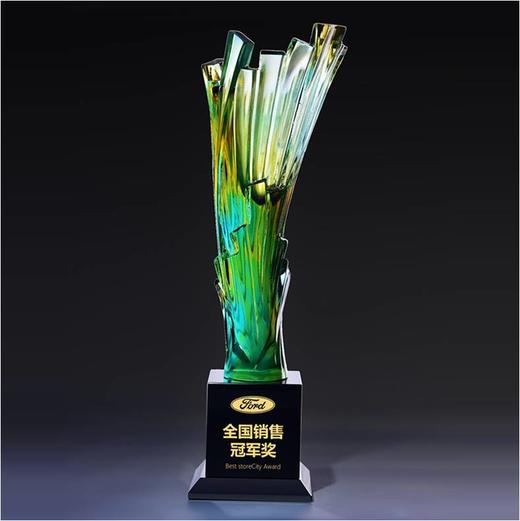 羽冠 琉璃奖杯水晶定制年会表彰奖牌比赛奖品纪念品免费刻字定做 商品图0